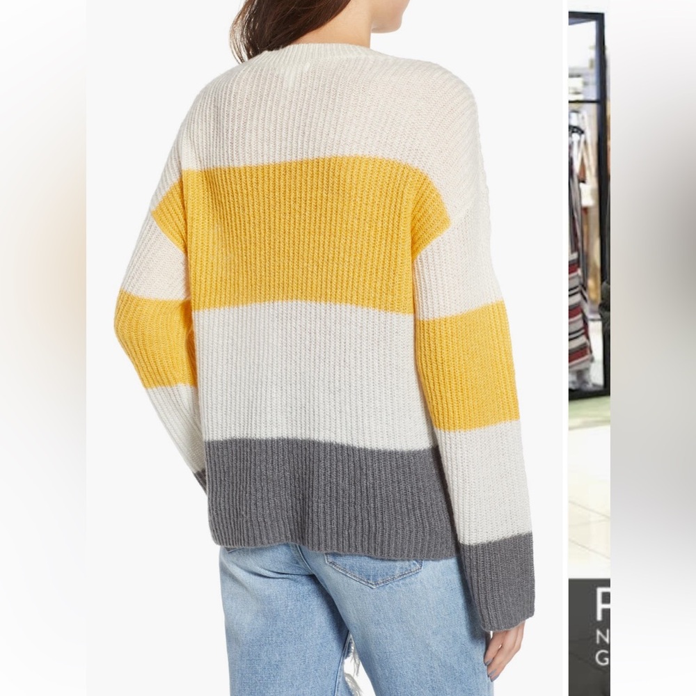 BP yellow grey broad striped slouchy pullover sweater - Picture 2 of 10